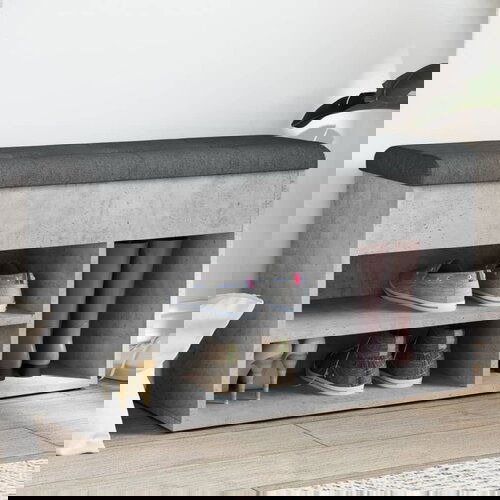 VidaXL Klupa za cipele boja betona 82 x 32 x 45 5 cm konstruirano drvo Slike