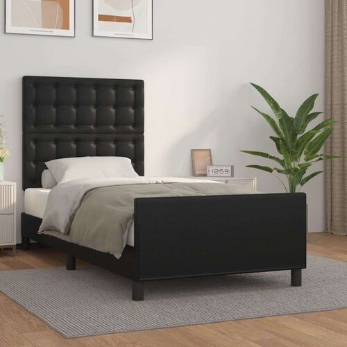  Za krevet s uzglavljem crni 90x190 cm od umjetne kože Slike