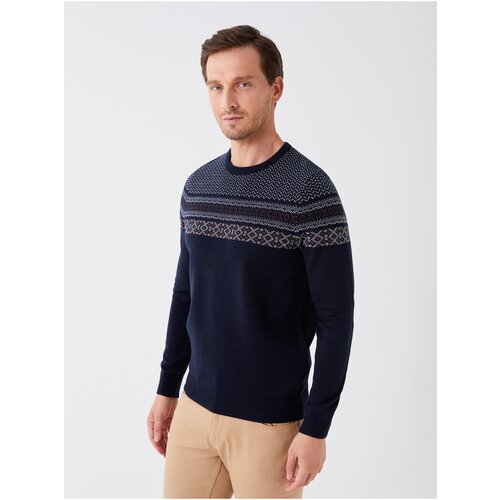 LC Waikiki Crew Neck Long Sleeve Patterned Men's Knitwear Sweater Slike