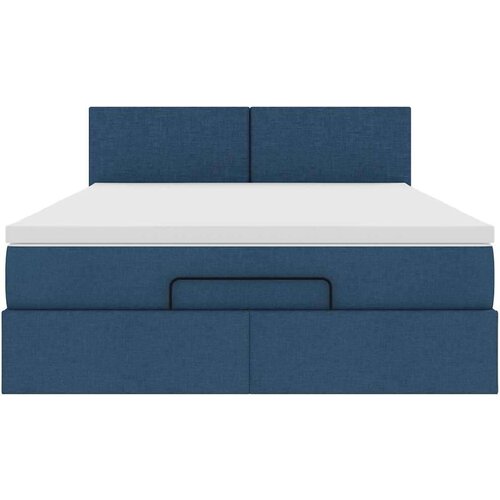  Otomanski krevet s madracem plavi 140x190cm od tkanine Slike