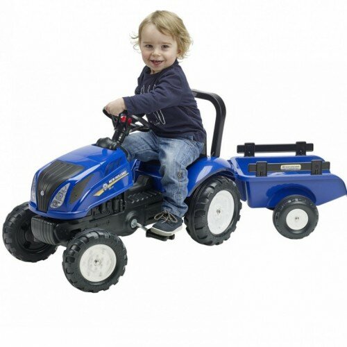 Falk Toys traktor na pedale Falk New Holland sa prikolicom - plavi Slike
