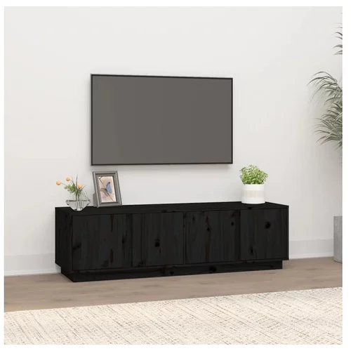  TV omarica črna 140x40x40 cm trdna borovina