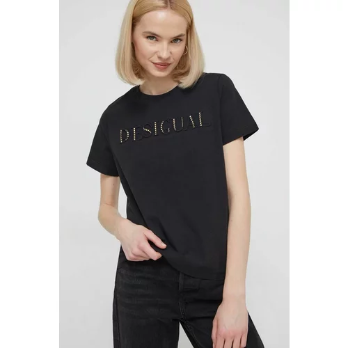 Desigual Pamučna majica za žene, boja: crna