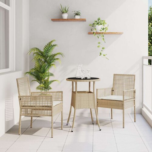 VidaXL 3-dijelni vrtni set za objedovanje bež poli rattan Slike