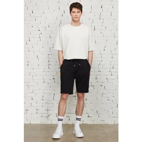 ALTINYILDIZ CLASSICS Men's Black Standard Fit Regular Fit Cotton Pocket Shorts Slike