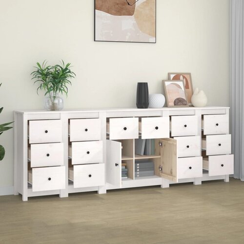 The Living Store Komoda bela 230x35x80 cm trdna borovina - Komoda, (21662294) Slike