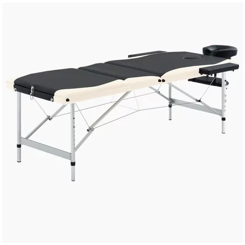  3-conska zložljiva masažna miza aluminij črne in bež barve