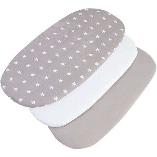 Medi Partners 3 – Pak – Fitted sheet for stroller – cotton – Stars – White – Gray Cene