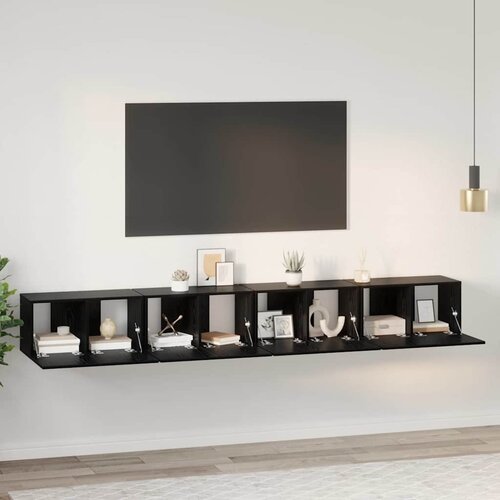  Set TV komoda Zidne 4 pcs Crni hrast 60 x 30 x 30 cm Cene