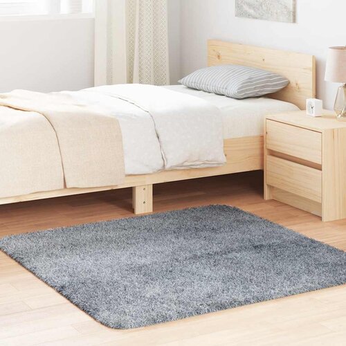 vidaXL Košata preproga srebrno siva 120x120 cm poliester Cene