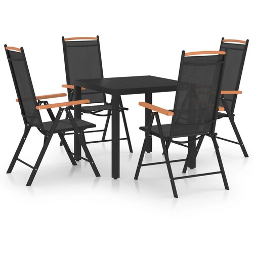 VidaXL 5-dijelni vrtni blagovaonski set aluminijski crni Slike