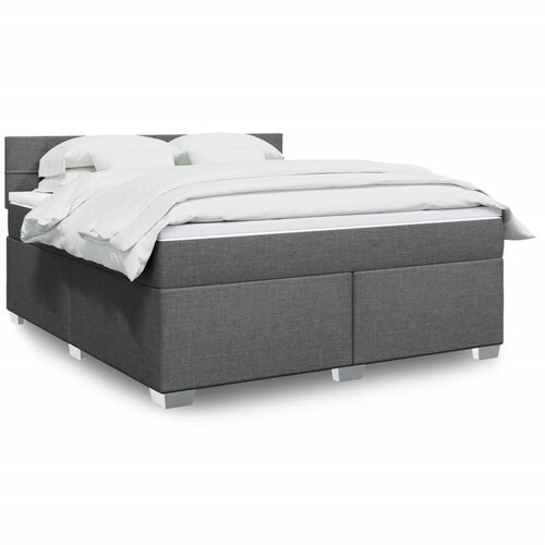 vidaXL Box spring postelja z vzmetnico temno siva 180x200 cm blago Cene