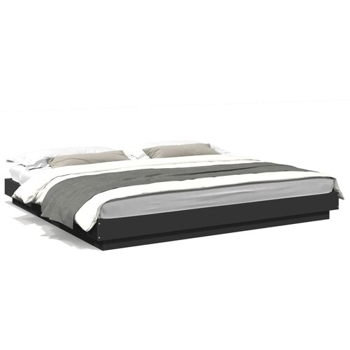 VidaXL Okvir kreveta s LED svjetlima crni 200x200 cm konstruirano drvo Slike