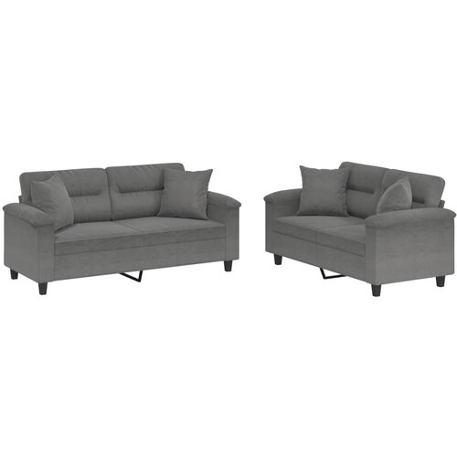 Maison Chic Sedežna garnitura - kavč 2-delna z blazinami temno siva mikrovlakna, (21729274) Cene