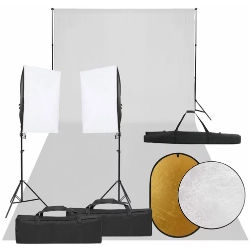  Fotografska oprema sa setom svjetala, pozadinom i reflektorom
