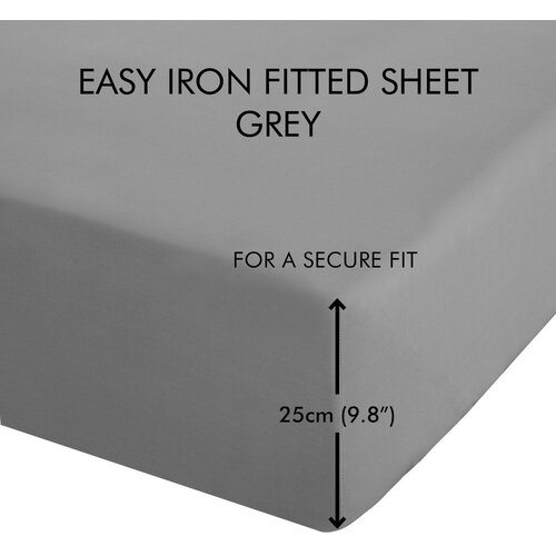 Catherine Lansfield Siva napenjalna rjuha iz perkala 135x190 cm Easy Iron Percale &amp;ndash; Slike