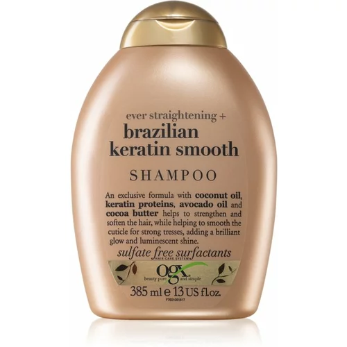 OGX Brazilian Keratin Smooth šampon za glajenje las za sijaj in mehkobo las 385 ml