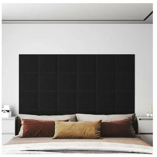  Stenski paneli 12 kosov črni 30x30 cm blago 1,08 m²