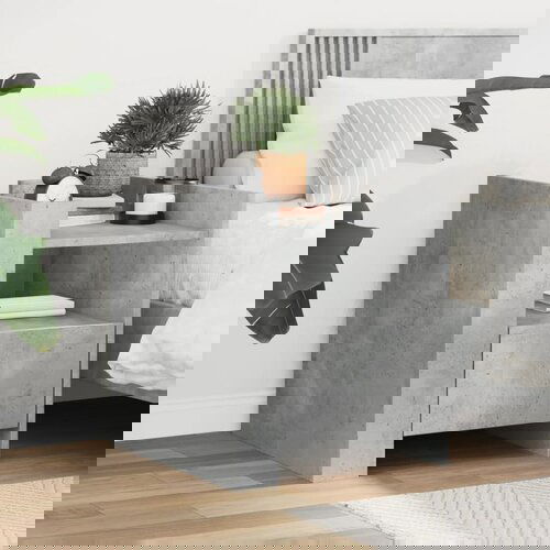 VidaXL Nočna omarica betonsko siva 45x50x50 cm inženirski les Slike