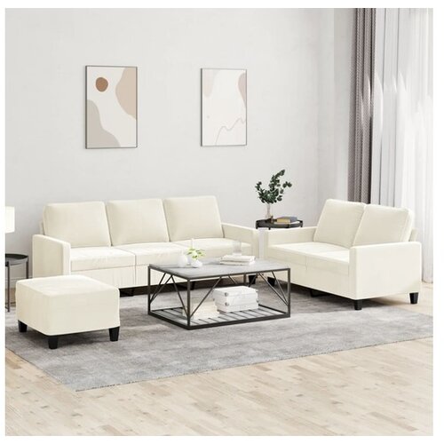 vidaXL 3-dijelni set sofa s jastucima krem baršunasti Cijene