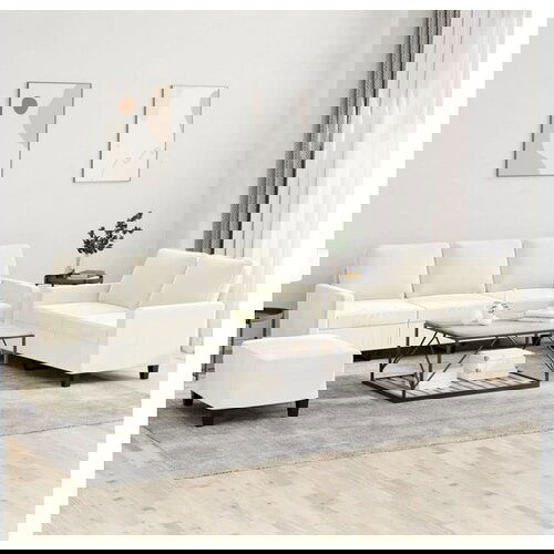 VidaXL 3-dijelni set sofa s jastucima krem bar&amp;scaron;unasti Slike