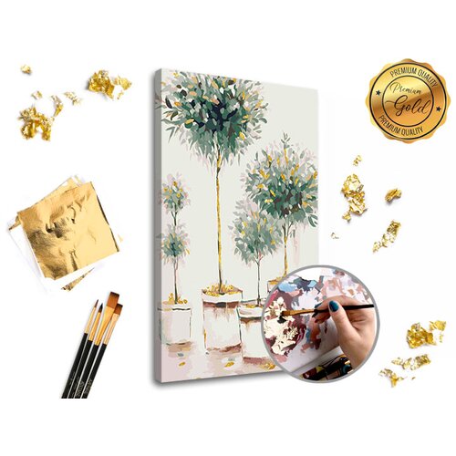 Slikanje po brojevima premium gold - zasad drva (set za slikanje po) Slike