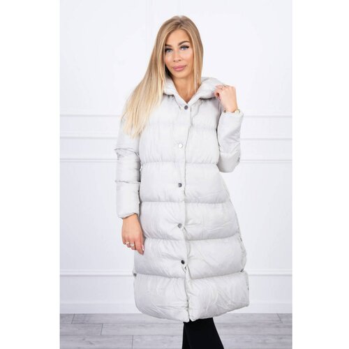 Kesi Quilted winter jacket with a hood light gray Slike