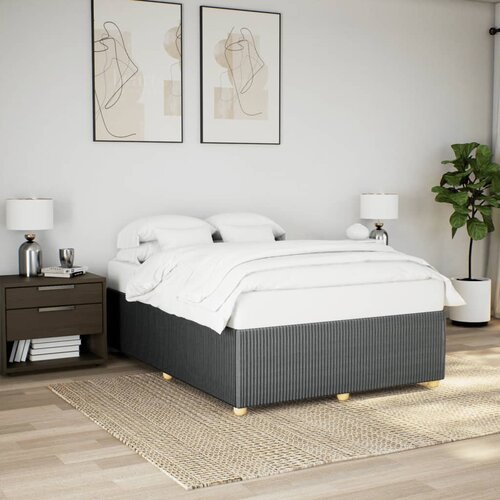 VidaXL Posteljni okvir brez vzmetnice temno siv 140x190 cm blago Slike