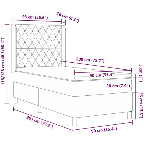  Krevet s opruga kutije s madracem Plava 90 x 200 cm Bar&amp;scaron;un Slike