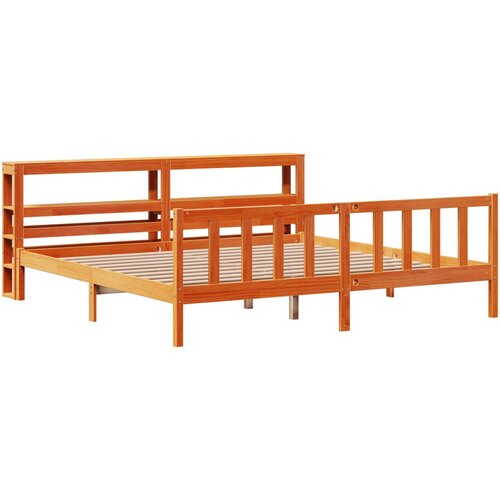 VidaXL Posteljni okvir z vzglavjem vo&amp;scaron;čeno rjava 180x200 cm borovina, (21292493) Slike