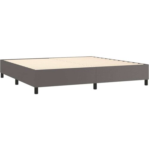 vidaXL Krevet box spring s madracem LED sivi 200x200cm od umjetne kože Cene