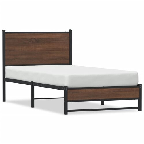 vidaXL Metalni okvir kreveta s uzglavljem smeđa boja hrasta 90x200 cm Cijene