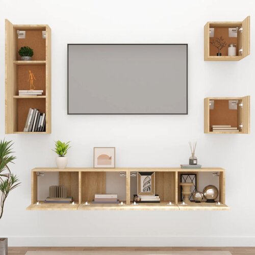  5-dijelni set TV ormarića boja hrasta sonome konstruirano drvo Slike