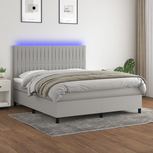The Living Store Box spring postelja z vzmetnico LED sv. siva 180x200 cm blago - Box Spring Postelja, (21518080) Cene