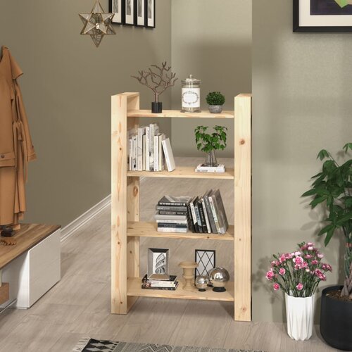 The Living Store Knjižna omara/pregrada 80x35x125 cm trdna borovina - Knjižna Omara, (21431413) Slike