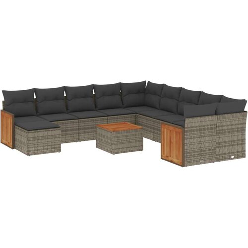 vidaXL 12-dijelni set vrtnih sofa od poliratana s jastucima sivi Cijene