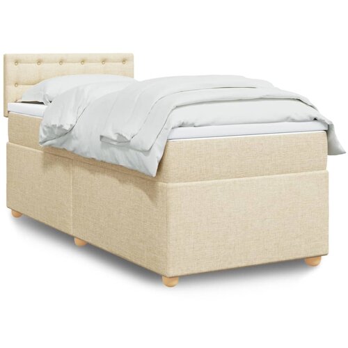 vidaXL Box spring postelja z vzmetnico krem 90x200 cm blago Cene