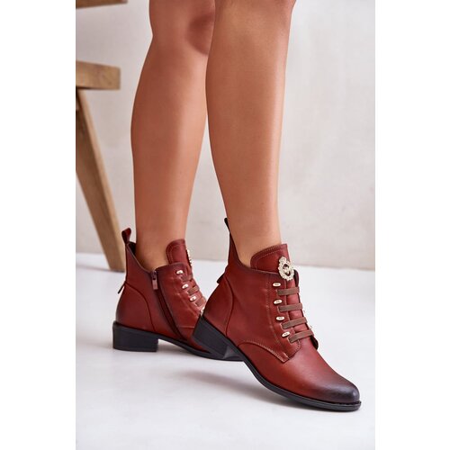 Kesi Low ankle boots insulated with a zipper and brown decoration Nevalia Cene