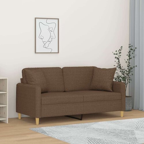  Kavč dvosed z blazinami rjav 140 cm blago Cene