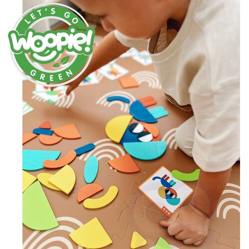 Woopie Green drvena Montessori slagalica, 40 uzoraka za preslagivanje, 55 kom. Slike
