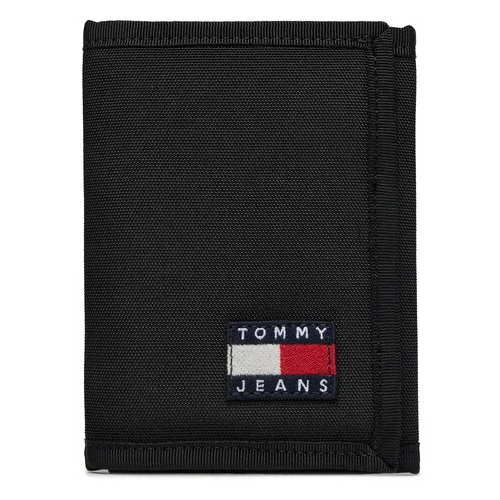 Tommy Jeans Velika moška denarnica Tjm Ess Daily Nylon Trifold AM0AM12083 Črna