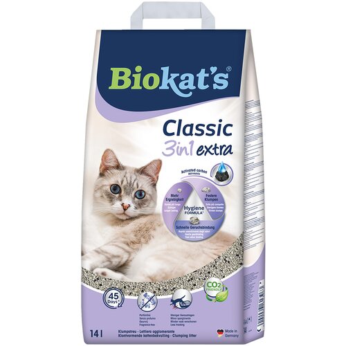 Biokats Classic 3 u 1 Extra pijesak za mačke - ekonomično pakiranje: 2 x 14 l Slike