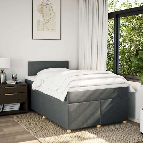 vidaXL Box spring postelja z vzmetnico temno siva 120x200 cm blago Cene
