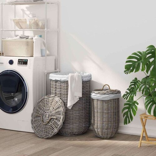 Ko&scaron; za pranje z pokrovom 2 pcs Kubu siva Kubu rattan, (5000263226) Cene