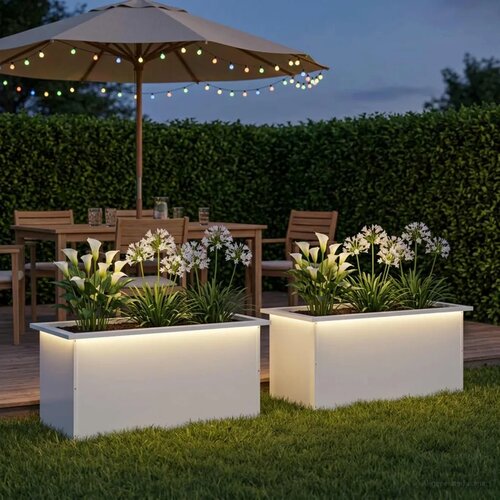  Vrtna posuda za sadnju s LED svjetlom 2 kom. Bijela - Bijela 40 x 80 x 40 cm 2 Cijene
