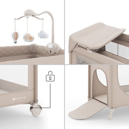 Kinderkraft Putni krevetić LEODY UP, Beige s dodacima Slike