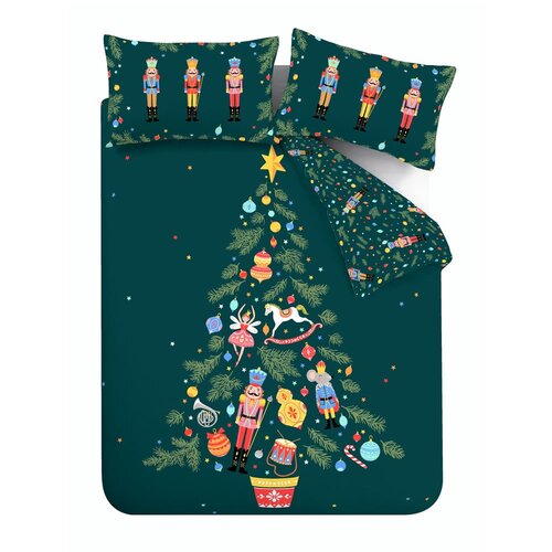 Catherine Lansfield Temno zelena podaljšana posteljnina za zakonsko posteljo 200x220 cm Nutcracker – Cene