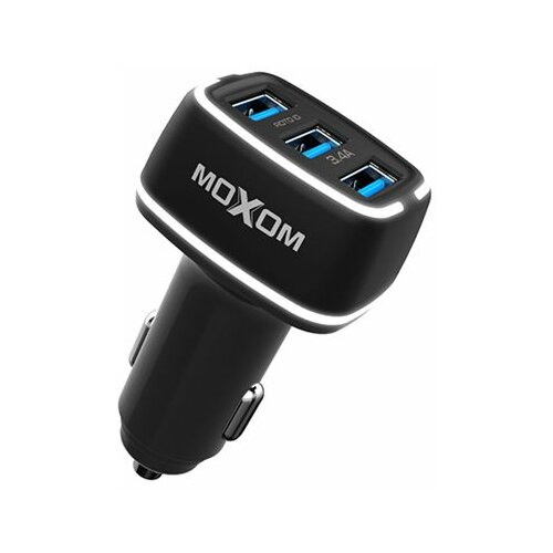 Moxom MX-VC01 3xUSB 5V/3.4A microUSB crni auto punjač Slike