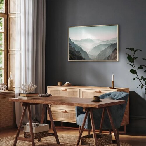  Slika - Mountain Horizon (1 Part) Wide 60x40 U prirodnom drvenom okviru Cene