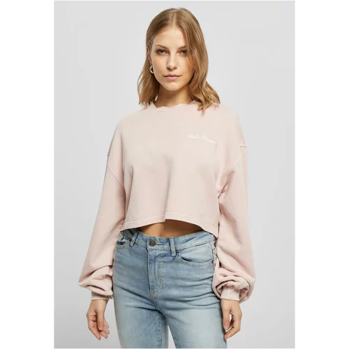 UC Ladies Ladies Cropped Small Embroidery Terry Crewneck pink